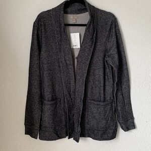 NWT Vintage White Stag Cardigan Women M Black Soot Charcoal Gray Open Front Work